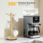 Ciuifoiy 360° Rotated Mug Holder Tree with 6 Hooks, Upgraded Bamboo Mugs Holders for Counter, Non-Slip Cup Stand Organizer for Coffee Bar Accessories