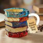 WACOI Chapter Book Mug Glass 3D Book Mugs for Gift, Painted Book Coffee Cup with Stack Design 7oz Artistic Reading Coffee Cup with Handle for Readers, Bookworm, Ideal Gift for Christmas, Birthday