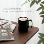 E-liu Porcelain Tea Mugs Coffee Mug Set, Large 15 Ounces Cups for Coffee, Tea, Cocoa, and Mulled Drinks, Set of 6, BlacK White Grey