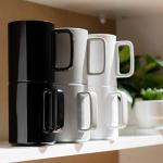 E-liu Porcelain Tea Mugs Coffee Mug Set, Large 15 Ounces Cups for Coffee, Tea, Cocoa, and Mulled Drinks, Set of 6, BlacK White Grey