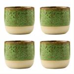 chooguang Ceramic Tea Cups 7oz Japanese Style Ceramic Tea Set, Tea Cup, Herbal Tea Coffee Cup, Espresso Cups Small Modern Yerba Mate Ceramic Mate Cup Sets of 4 Green