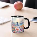 Dragonfly Coffee Mug for Women Ceramic Tea Cup with Handle Funny Novelty Mugs Porcelain Mug Gift for Office Home 11oz