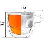 BTaT- Double Walled Stackable Glass Coffee Mugs, 16 oz, Set of 4, Glass Coffee Cups with Handle, Insulated Clear Coffee Mug for Hot and Cold Beverages, Cappuccino, Latte, Tea, Americano