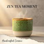 chooguang Ceramic Tea Cups 7oz Japanese Style Ceramic Tea Set, Tea Cup, Herbal Tea Coffee Cup, Espresso Cups Small Modern Yerba Mate Ceramic Mate Cup Sets of 4 Green