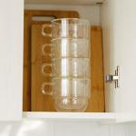 BTaT- Double Walled Stackable Glass Coffee Mugs, 16 oz, Set of 4, Glass Coffee Cups with Handle, Insulated Clear Coffee Mug for Hot and Cold Beverages, Cappuccino, Latte, Tea, Americano