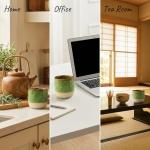 chooguang Ceramic Tea Cups 7oz Japanese Style Ceramic Tea Set, Tea Cup, Herbal Tea Coffee Cup, Espresso Cups Small Modern Yerba Mate Ceramic Mate Cup Sets of 4 Green