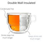BTaT- Double Walled Stackable Glass Coffee Mugs, 16 oz, Set of 4, Glass Coffee Cups with Handle, Insulated Clear Coffee Mug for Hot and Cold Beverages, Cappuccino, Latte, Tea, Americano