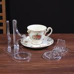Serlife Acrylic Tea Cup and Saucer Display Stands Coffee Teacups Shelf Display Rack Mobile Phone Holder (Short Legs, 10 Packs)