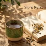 chooguang Ceramic Tea Cups 7oz Japanese Style Ceramic Tea Set, Tea Cup, Herbal Tea Coffee Cup, Espresso Cups Small Modern Yerba Mate Ceramic Mate Cup Sets of 4 Green