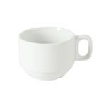 Gibson Home Gracious Dining 7-Ounce Cappuccino Cups Set of 4, Stackable Coffee Cups with 4 Saucers, Metal Stand, Coffee Mugs for Latte, Café, Mocha, Tea