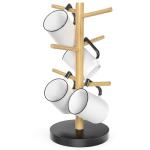 Wisuce Bamboo Mug Holder - Black Coffee Mug Tree Stand for Countertop - Organizer