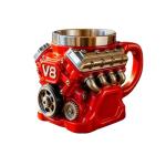 V8 Engine Coffee Mug,Personalized Coffee Mug,Creative Car Engine Coffee Cup for Car Lovers Gifts (V8 Red)