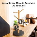 Wisuce Bamboo Mug Holder - Black Coffee Mug Tree Stand for Countertop - Organizer