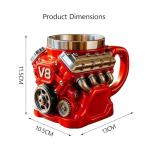 V8 Engine Coffee Mug,Personalized Coffee Mug,Creative Car Engine Coffee Cup for Car Lovers Gifts (V8 Red)