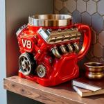 V8 Engine Coffee Mug,Personalized Coffee Mug,Creative Car Engine Coffee Cup for Car Lovers Gifts (V8 Red)