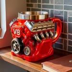 V8 Engine Coffee Mug,Personalized Coffee Mug,Creative Car Engine Coffee Cup for Car Lovers Gifts (V8 Red)