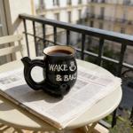 HOPOYGOS Handcrafted Ceramic Coffee Mug, 13 oz Rustic Design with Handle for Dad (Black)