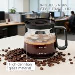 Julyxi 16 Oz Glass Coffee Pot Mug, Spill Proof Heatproof Lid, Novelty Travel Office Cup, Ideal Gift for Coffee Lovers & Dad (1Pcs)