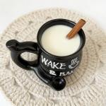 HOPOYGOS Handcrafted Ceramic Coffee Mug, 13 oz Rustic Design with Handle for Dad (Black)