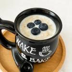 HOPOYGOS Handcrafted Ceramic Coffee Mug, 13 oz Rustic Design with Handle for Dad (Black)