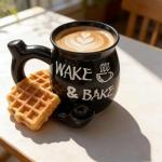 HOPOYGOS Handcrafted Ceramic Coffee Mug, 13 oz Rustic Design with Handle for Dad (Black)