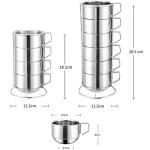 SZCXTOP 6.8 Oz Stainless Steel Coffee Cups Set of 6 Mug,Stackable Double Heat Insulation Metal Coffee Mugs with Stand Rack,Perfect for Cold Drinks or Hot Drink (6)