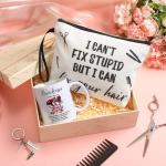 Reginary 3 Pcs Hairdresser Gifts Bulk Hair Stylist Appreciation Gifts Bulk Cosmetology Makeup Bag Mug Keychain