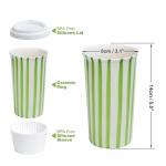 GIROFLIER Ceramic Travel Mug with Lid (12 oz) – Aesthetic Coffee Cup, Minimalist Reusable Coffee Mug for Women & Men, Microwave & Dishwasher Safe, Fits Car Cup Holder (Green)
