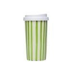 GIROFLIER Ceramic Travel Mug with Lid (12 oz) – Aesthetic Coffee Cup, Minimalist Reusable Coffee Mug for Women & Men, Microwave & Dishwasher Safe, Fits Car Cup Holder (Green)