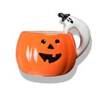 ZaH Halloween Pumpkin Mug Ceramic Cup Halloween Party Smile Pumpkin Ghost Handle Mugs, Orange Fall Mug 10oz (350ml)