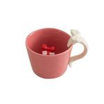 DIHOclub Ceramic Coffee Mug with Gift Box & Bow Handle, Giftable Novelty Tea Cup for Women Men, Christmas Birthday Anniversary Valentine's Day Gift Idea (Red)