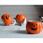 ZaH Halloween Pumpkin Mug Ceramic Cup Halloween Party Smile Pumpkin Ghost Handle Mugs, Orange Fall Mug 10oz (350ml)
