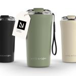 LARS NYSØM Thermo Coffee Mug to go with Strap 17oz | Travel Mug 0.5 Liter with Insulation | Leak Proof Stainless Steel Thermal Tumbler for Coffee and Tea to Go (Sage Green, 17 oz)