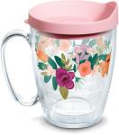 Tervis Neo Mint Floral Made in USA Double Walled Insulated Tumbler Travel Cup Keeps Drinks Cold & Hot, 16oz Mug, Classic