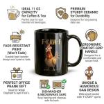 SRANQUILL F-Caw-F Funny Rooster Ceramic Coffee Mug, 11 oz Farmhouse Chicken Novelty Animal Tea Cup with Ergonomic Handle (Black)