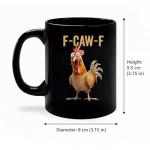 SRANQUILL F-Caw-F Funny Rooster Ceramic Coffee Mug, 11 oz Farmhouse Chicken Novelty Animal Tea Cup with Ergonomic Handle (Black)