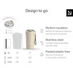 LARS NYSØM Thermo Coffee Mug to go with Strap 17oz | Travel Mug 0.5 Liter with Insulation | Leak Proof Stainless Steel Thermal Tumbler for Coffee and Tea to Go (Sage Green, 17 oz)