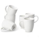 vancasso White Ceramic Coffee Mug Set of 6, 16 Oz Tea Cups with Handle for Latte, Tea, Cappuccino, Milk, Cocoa, Microwave&Dishwasher Safe