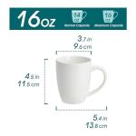 vancasso White Ceramic Coffee Mug Set of 6, 16 Oz Tea Cups with Handle for Latte, Tea, Cappuccino, Milk, Cocoa, Microwave&Dishwasher Safe