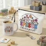 Havawish 3 Pcs Speech Therapist Gift for Women Slp Appreciation Gift Includes Wildflower Cosmetic Bag Makeup Bag Ceramic Coffee Mug and Speech Keychains for Assistant Therapist Pathologist Teacher