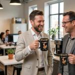 SRANQUILL F-Caw-F Funny Rooster Ceramic Coffee Mug, 11 oz Farmhouse Chicken Novelty Animal Tea Cup with Ergonomic Handle (Black)