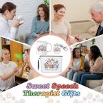 Havawish 3 Pcs Speech Therapist Gift for Women Slp Appreciation Gift Includes Wildflower Cosmetic Bag Makeup Bag Ceramic Coffee Mug and Speech Keychains for Assistant Therapist Pathologist Teacher