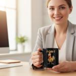 SRANQUILL F-Caw-F Funny Rooster Ceramic Coffee Mug, 11 oz Farmhouse Chicken Novelty Animal Tea Cup with Ergonomic Handle (Black)