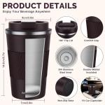 MOMSIV 12oz Travel Mug, Insulated Coffee Cup with Leakproof Lid, Vacuum Stainless Steel Double Walled Reusable Tumbler for Hot and Cold Water Coffee and Tea In Travel and Car (Brown)