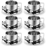 Acellegic 6 Pack Stainless Steel Coffee Cups Set, 7oz Insulated Espresso Cups with Spoon and Saucer, Double Walled Coffee Mugs for Latte, Tea, Milk, Cappuccino