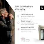 LARS NYSØM Thermo Coffee Mug to go 13oz | Travel Mug 0.38 Liter with Insulation | Leak Proof Stainless Steel Thermal Tumbler for Coffee and Tea on the Go (Almond Beige, 12.9oz)