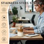 4 Packs Ribbed Glass Tumbler with Lid and Straw 16 oz Cute Ice Coffee Cup Set for Smoothie Juice Matcha Tea Latte Cappuccino Espresso Hot Coffe Water Reusable Clear Travel Boba Aesthetic Drinking Mug