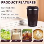 MOMSIV 12oz Travel Mug, Insulated Coffee Cup with Leakproof Lid, Vacuum Stainless Steel Double Walled Reusable Tumbler for Hot and Cold Water Coffee and Tea In Travel and Car (Brown)