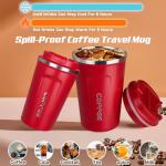 SPLMIFA Travel coffee mugs leak-proof, reusable coffee cup with lid, stainless steel vacuum insulated coffee tumblers, thermal insulation cups for men & women keep drinks hot & cold (2nd-Red, 17OZ)
