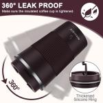 MOMSIV 12oz Travel Mug, Insulated Coffee Cup with Leakproof Lid, Vacuum Stainless Steel Double Walled Reusable Tumbler for Hot and Cold Water Coffee and Tea In Travel and Car (Brown)